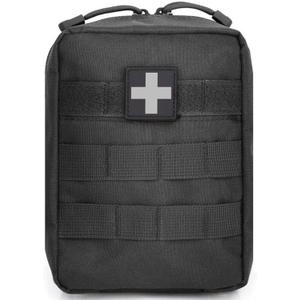 First Aid Pouch Empty Small, Tactical Molle EMT Pouch Compact Medical IFAK Rip Away Utility Bag Pouches (Black)