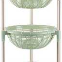 Multifunctional Plastic Storage Basket Floor Tripod Kitchen Vegetable and Fruit Storage Rack Drain Rack (Green, 4 layers)