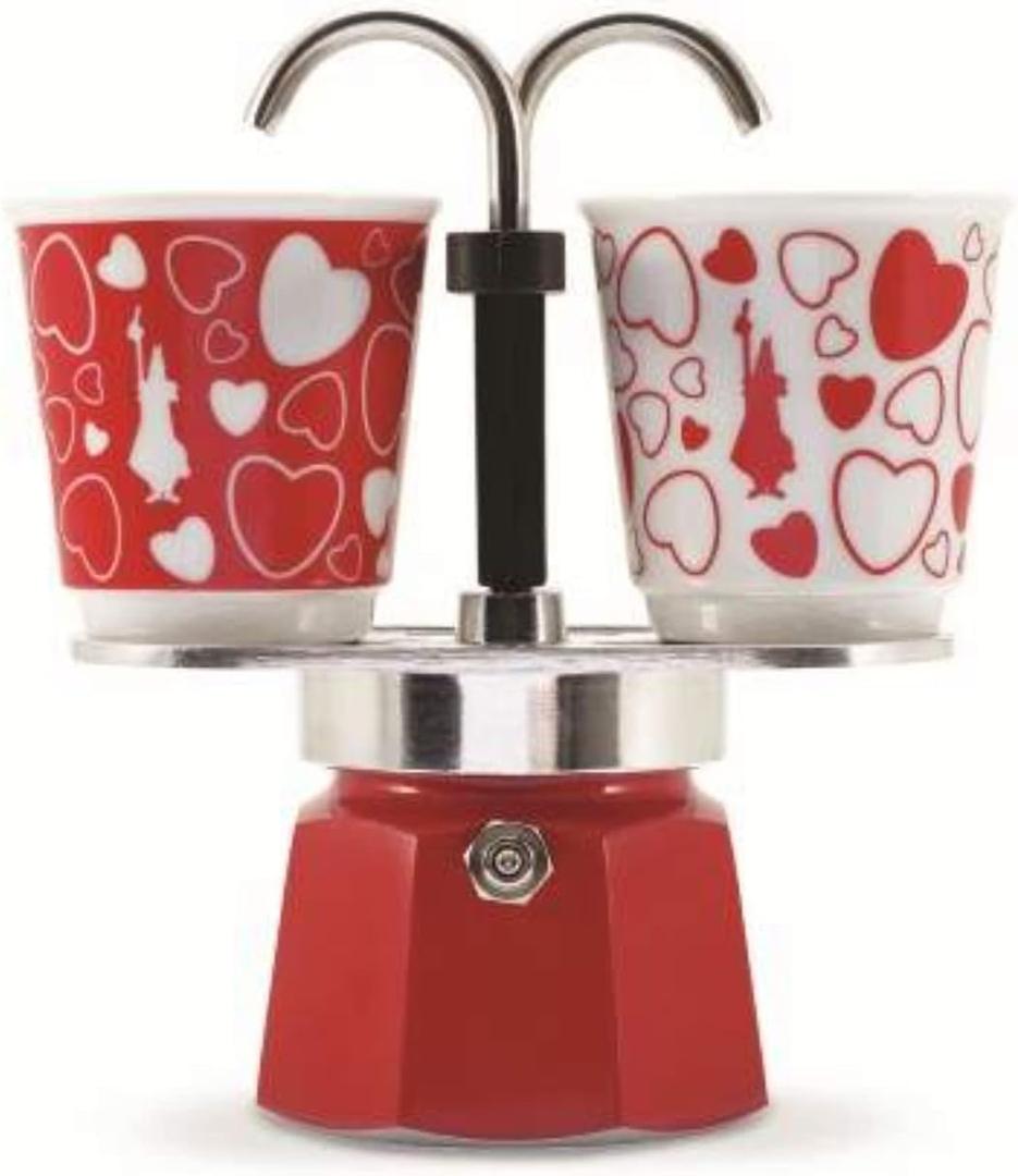 Bialetti Mini Express Moka Set With 2 Cups Heart 90ml