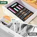 Calmbee 9 in 1 Bamboo Storage Bag Organizer for Kitchen Drawer Plastic Wrap Dispenser with Cutter & Foil Organizer, Wooden Baggie Organizer for Sandwich, Snack, Gallon, Quart Sizes, Black