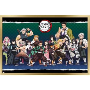 Trends International Demon Slayer - Lineup Wall Poster, 14.725" x 22.375", Gold Framed Version