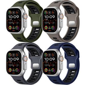 Odbeai 4 Pack Sport Bands Compatible with Apple Watch Ultra 2 3/Ultra Band,Compatible with Apple Watch Bands for Men 49mm 46mm 45mm 44mm 42mm,Silicone Strap for iWatch Bands Men Series SE 11 10 9 8-1