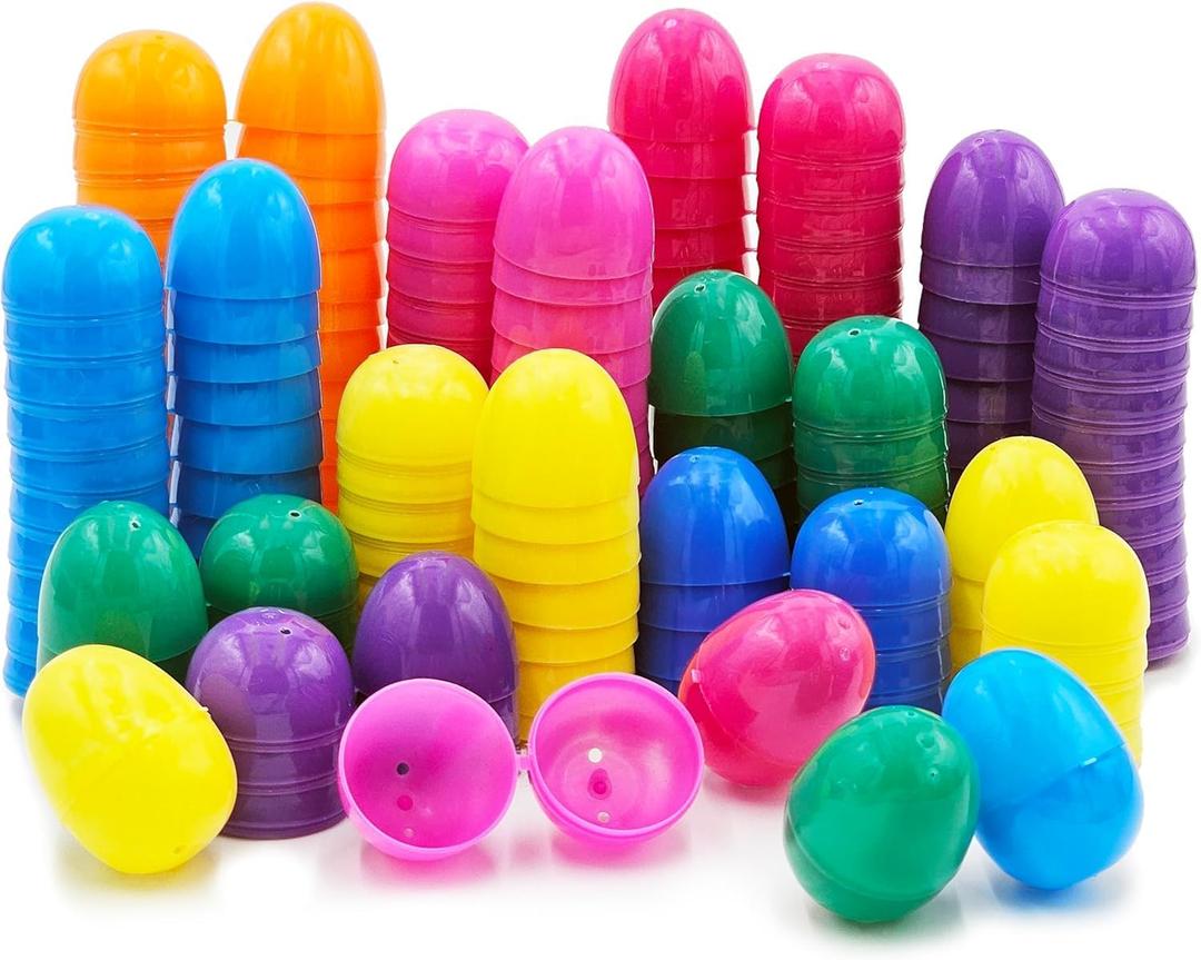 The Dreidel Company 200-Pack Fillable Easter Eggs with Hinge Bulk Colorful Bright Plastic Easter Eggs, Perfect for Easter Egg Hunt, Suprise Egg, Easter Hunt, 2.3" Assorted Colors (200-Pack)