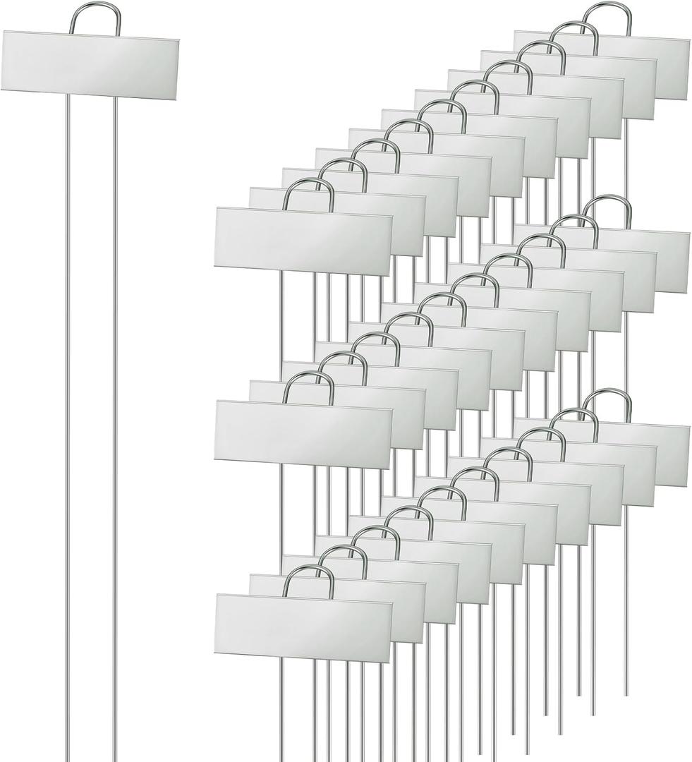 Duraaamo 30 Pcs Metal Large Plant Label Stakes 21" H Garden Labels Marker Sign Reusable Metal Name Stakes Plant Tags for Outdoor Garden Waterproof Seedlings Herbs Vegetable Greenhouse Sliver, 21 inches tall, 3.5 x 1.25 inches
