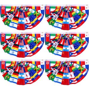 Outus 3 Pcs World Flags Banner 1.5 x 3 ft International World Flag Decorations Country Bunting Nations Pleated Fan Bunting Backdrop for International Sports Events Club Events Grand Opening Decor