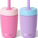 Fimibuke Kids & Toddler Cups Spill Proof, 12 OZ Insulated Sippy Cups for Toddlers Boys Girls, BPA-Free Toddler Straw Tumbler, Stainless Steel Kids Water Bottle with Twist Lids & Silicone Straw, 2 Pack