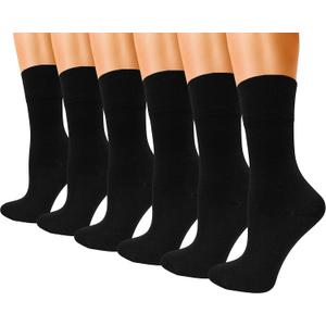 Winterlace Womens Soft Bamboo Rayon Viscose Dress Socks, 6 Pairs Trouser Socks Premium Thin Crew Socks Bulk Pack (One Size, Black)