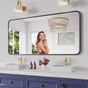 Koonmi Bathroom Mirror, 30X60 Inch Black Metal Framed Mirror for Bathroom, Tempered Glass, Anti-Rust, Rounded Rectangle Mirror for Restroom, Bedroom, Black