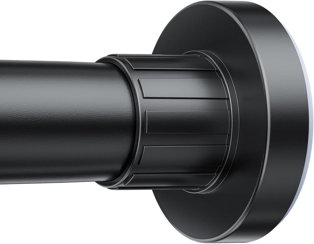 Ausemku Shower Curtain Rod 32 to 80 Inch - 1 Inch Diameter Never Rust Non-Slip Spring Tension Curtain Rod No Drilling Stainless Steel Telescoping Rod (32-80 Inches, Black)