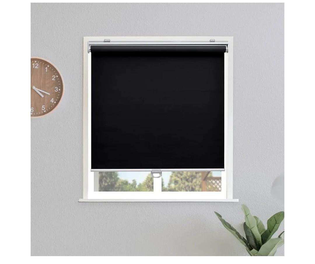 Blackout Roller Shades Blinds Cordless for Windows Pull Down Room Darkening Door Blinds with Thermal Insulated Easy to Install for Living Room,Bedroom,Home,Office Bathroom Black 59" Wx72 H