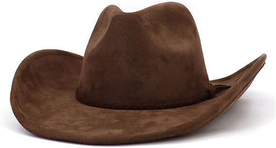 Western Cowboy Hat for Women Men Classic Fedora Hats Wide Brim Suede Cowboy Hat for Women with Buckle Belt, One Size