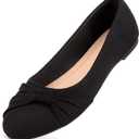 MaxMuxun Women's Flats Shoes Faux Suede Round Toe Ballet Dressy Flats Comfortable Slip On Walking Shoes (10, Black)