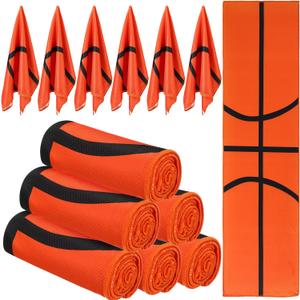 Peryiter 12 Counts Mini Cooling Towel, 30" x 9" Baseball Softball Soccer Golf Sweat Towel, Breathable Chilly Rag, Microfiber Sport Rags for Team Gym Running Coach Gift (Black and Red)