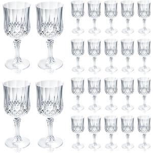 24 PCS Plastic Glasses 7oz,Clear Plastic Goblets Drinkware Glasses, White Glasses, plastic water goblets for Wedding Bar Juice Grand Event Party (Clear)