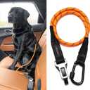 Dog Seat Belt for Car | Universal Dog Car Seatbelt | Durable Reflective Rope with Clip Hook Latch, Buckle and Carabiner- Safe and Secure Pet Safety Restraint (Orange)