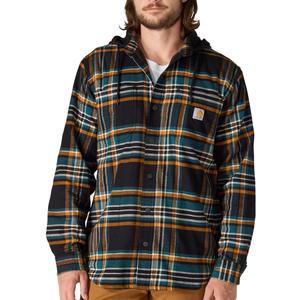 Carhartt Men's Rugged Flex Relaxed Fit Flannel Fleece Lined Hooded Shirt Jac, L
