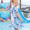 Disney Girls Swim Cover Up Terry Cloth Swimsuit Coverup Zip-Up Wrap Hooded (Purple, 10-11Y)