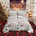 QOOMO 3 Piece Christmas Quilt Set, Christmas Tree Snowflake Quilt Bedspread Throw Blanket Lightweight Bedspread Coverlet Bedding Set Full/Queen Size