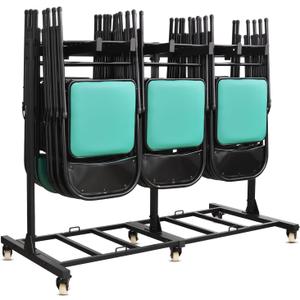 Folding Chair Cart with Wheels, 500 LBS Heavy Duty Chair Storage Rack Dolly for 42 Chairs or 12 Tables, Lockable Rolling Cart for Weddings, Church, Events, Garage