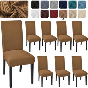 Aertiavty Chair Covers for Dining Room Set of 8 Kitchen Seat Covers, Dining Room Chair Covers Chair Slipcover for Parsons Chair, Camel