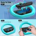GagaKing 2 Pack Steering Wheels for Nintendo Switch 2 Joy Con(2025), Detachable Controller Racing Wheels for NS2 Mario Kart World/ 8 Deluxe, Comfortable Grip, Family Games Switch 2 Accessories (Blue-Orange)