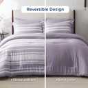 Bedsure Full Comforter Set 7 Pieces, Purple Striped Bedding Set for All Seasons, Reversible, Cationic Dyeing Bed in a Bag with Comforter, Sheets, Pillowcases & Shams