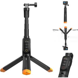 TELESIN Bluetooth Floating Selfie Stick Tripod for GoPro Hero 13/12/11/10/9, Waterproof Extendable Pole 3-in-1 Hand Grip Tripod with Signal Booster, 15M Diving Stick for Surfing, Snorkeling, Vlogging
