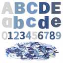 Breling 310 Pieces Felt Letter Bulletin Board Letters Sticker with Number 2" Bulk Self Adhesive ABC Upper Lowercase Sticky Letter for Xmas Gift Bulletin Board Classroom(Blue Color)