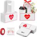 Faccito 24 Set Nurse Appreciation Gifts 2-Cup Drink Carrier with Handle Holiday Kraft Paper Coffee Cup Holder, Include Greeting Card & Ribbon for Thank Nursing Assistant Graduates Party Favors