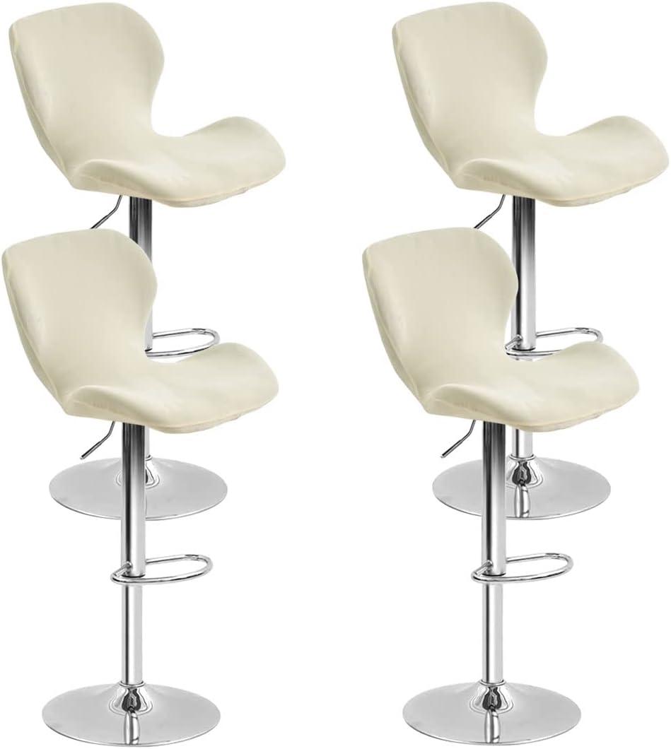 4 Pack Counter Height Bar Chairs Cover Velvet Swivel Bar Stools Slipcovers Stretchable Swivel Barstools Chair Covers with Back for Bar Home Kitchen Cafe Beige (Set of 4)