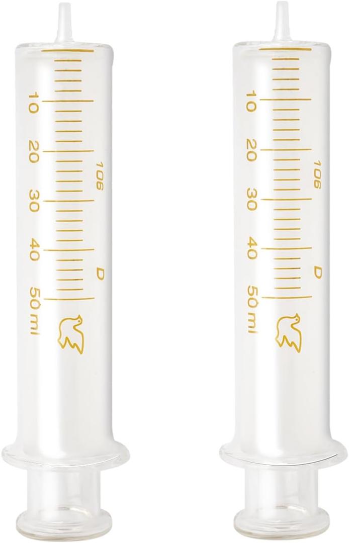 2 Pack 50ml Glass Syringe With Caps