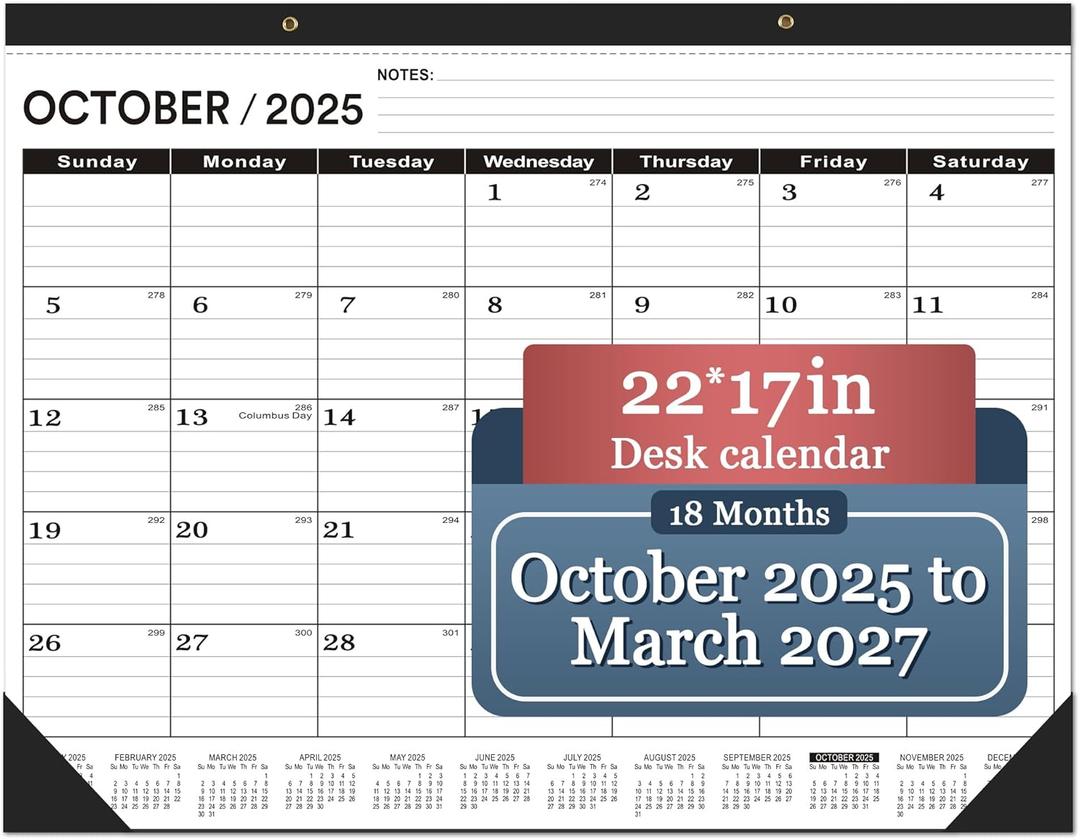 Desk Calendar 2025-2026 large 22 x17 (October 2025-March 2027) 2025-2026 Desk Calendar Large 22 x17,Classic Black Calendar 2026,Large Calendar 2026 with Plastic Cover Desk Calendar 2025-2026 large 22 x17 (October 2025-March 2027) 2025-2026 Desk Calendar Large 22 x17,Classic Black Calendar 2026,Large Calendar 2026 with Plastic Cover