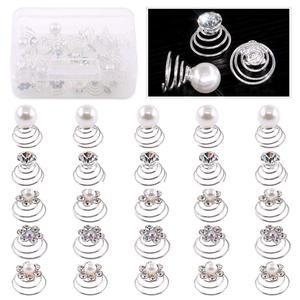 Glarks 30Pcs 5 Styles Spiral Hair Pins Swirl Hair Twists Coils Hair Clip Accessories with Crystal or Pearl for Gift, Wedding, Bridal, Prom, Party, and Special Event