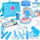 Dentist Playset for Boys with Oversized Pretend Teeth /Removable Teeth /Braces /Retainer - Kids Doctors Play Set - Teeth Model for Teaching - Role Play Toys for Kids 4-6 (Blue)