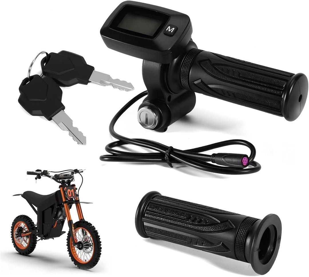 Upgraded E-Bike Throttle 48V w/LCD Display M Button-Keyless and Left Side Grips Fits for Tuttio Soleil01 Electric Bike Only (New Version, Non-Interchangeable with Old Throttle)