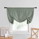 NICETOWN Kitchen Window Curtains for Cabinet, Farmhouse Tie Up Short Curtains for Small Window Thermal Roman Shade Adjustable Valance Balloon Blind for, 52" x 45", Greyish Green, 1 PC