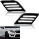 Bestview LED Side Marker Lights Compatible with 2008-2011 Mer'cedes Benz W204 C250 C300 C350 & 2008-2013 C63 AMG, Driver & Passenger Side, White Lamp Smoked Lens