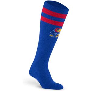 For Bare Feet NCAA KANSAS JAYHAWKS Cozy Feather Compression Varsity Stripe Team Color Large/Extra Large (Blue)