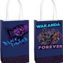 Amscan Multicolor Black Panther Wakanda Forever Printed Paper Kraft Bags - 8.25" x 5.25" x 3", 8 Pieces - Perfect for Parties, Gifts & Goodies (8 Count (Pack of 1))