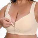 Women Front Closure Bras Wireless Snap Closing Bra No Underwire Older Senior Bras (XL)