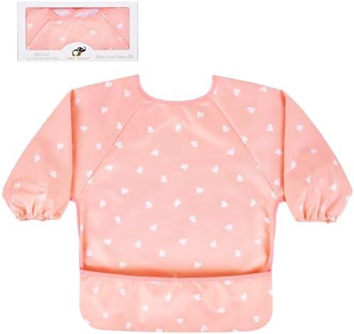 BEBE FAVOUR Long Sleeve Baby Bib For Eating Feeding Mess Proof Waterproof Food Smock Bibs With Pocket For Newborn Boy Girl