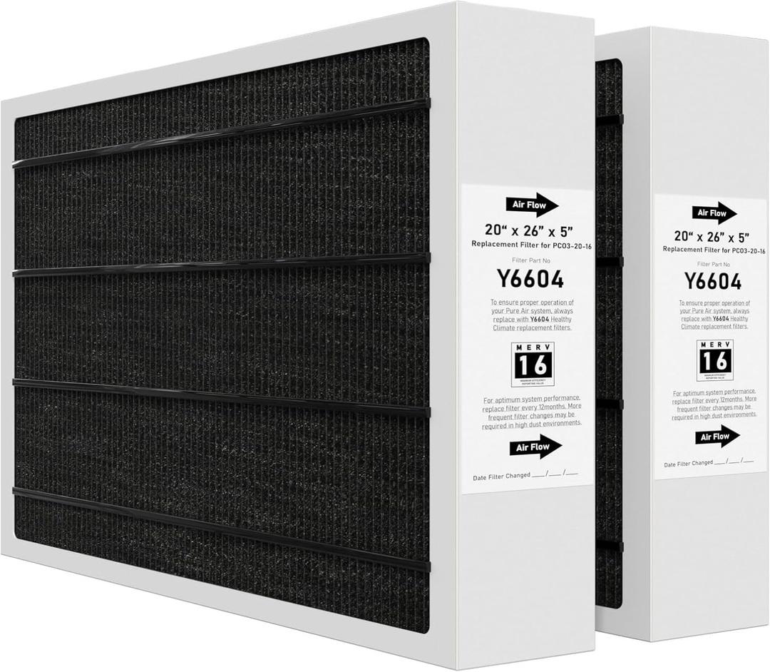 Y6604 MERV16 20x26x5 Furnace Replacement Filter Compatible with Lennox Y6604 PureAir PCO3-20-16 Air Purifier Cleaner Purification Systems, 2 Pack