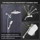 12" Rain Shower Head with Handheld Spray, Rainfall Shower Head with Handheld Combo, 11" Stainless Steel Extension Arm with Height & Angle Adjustable High Pressure Showerheads, Chrome