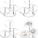 QWORK Round Acrylic Products Display Riser Stands, 3 Tier Jewelry Display Stands for Rings Earrings,Mini Figurines, Clear, 4 Pack