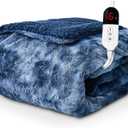 Electric Heated Throw Blanket - Faux Fur Sherpa 50"x60" Fast Heating Bed Blankets Throw with 6 Heating Levels & 4 Hours Auto Off, Over-Heat Protection ETL, Navy Blue