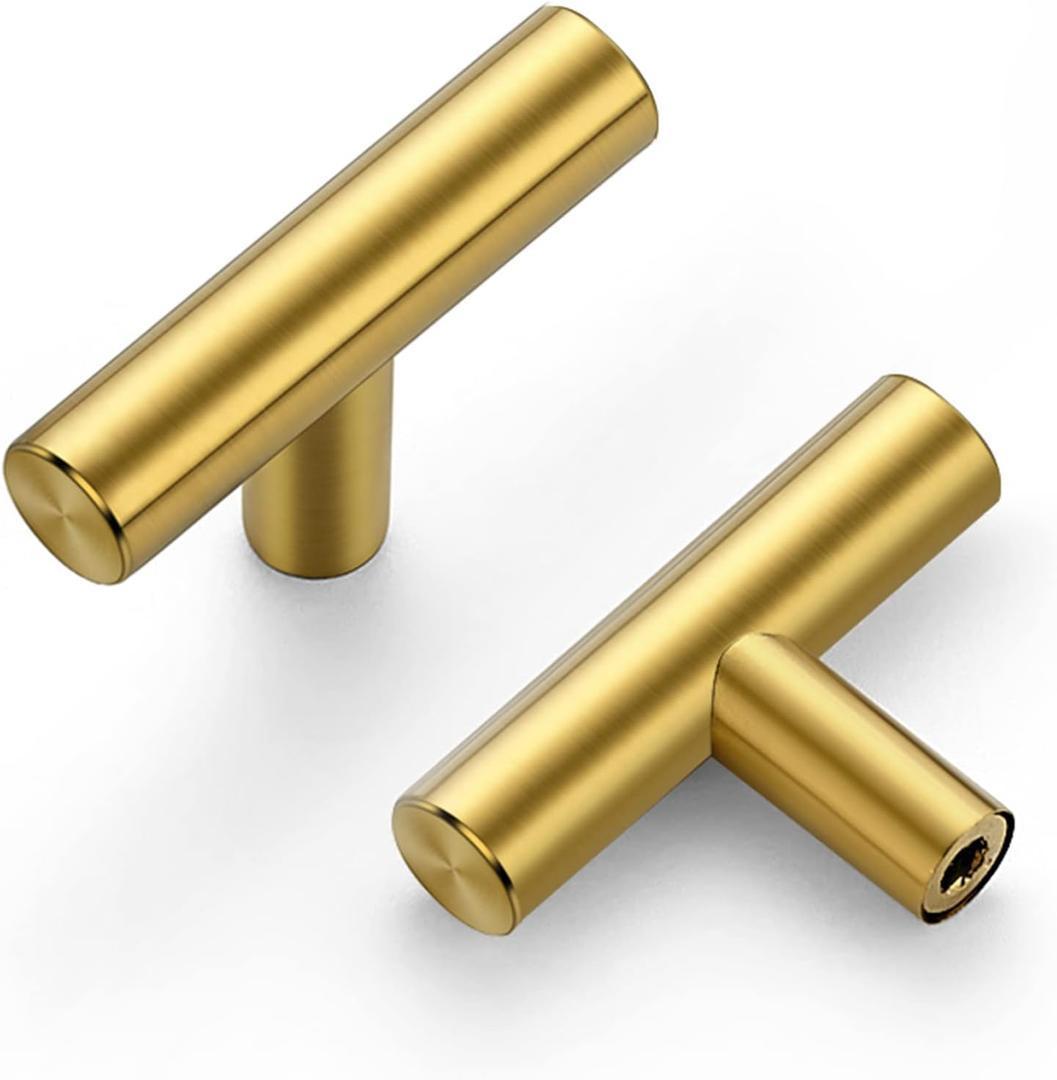 Ravinte 2'' Cabinet Handles Stainless Steel Brushed Brass Kitchen Cabinet Hardware Handles of Kitchen Cupboard Handles 10 Pack