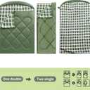 ShinHye Double Sleeping Bag for Adults with 2 Pillows, Camping Sleeping Bags Flannel Cotton 2 Person Sleeping Bags XXL Queen Size Sleeping Bag for Cold Weather (Green1, 92"62")