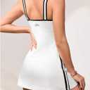 MakeMeChic Women's V Neck Tennis Dress Sleeveless Golf Athletic Dresses with Built in Shorts (White, M)