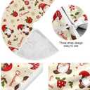 Gnomes Holly Berry Baubles Christmas Tree Skirt Large Xmas Tree Skirts Decorations 48 in Burlap Tree Mat Cover for 4 ft Trees Holiday Party