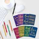 Funrous 32 Pcs Motivational Quote Pens Inspirational Notepads Mini Journal with Ballpoint Pen Small Notebooks Gift for Men Women Coworker Adult Party Favors Prize Teacher Student Office(Simple)